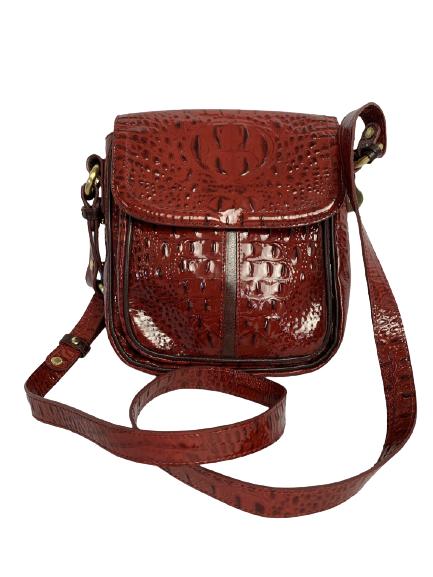 VINTAGE BRAHMIN EMBOSSED RED CROCODILE CROSSBODY (1 of 6)