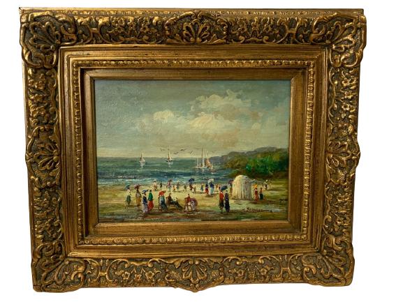 M. FRANCIS LANDSCAPE BEACH SCENE OIL PAINTING 26" (1 of 4)