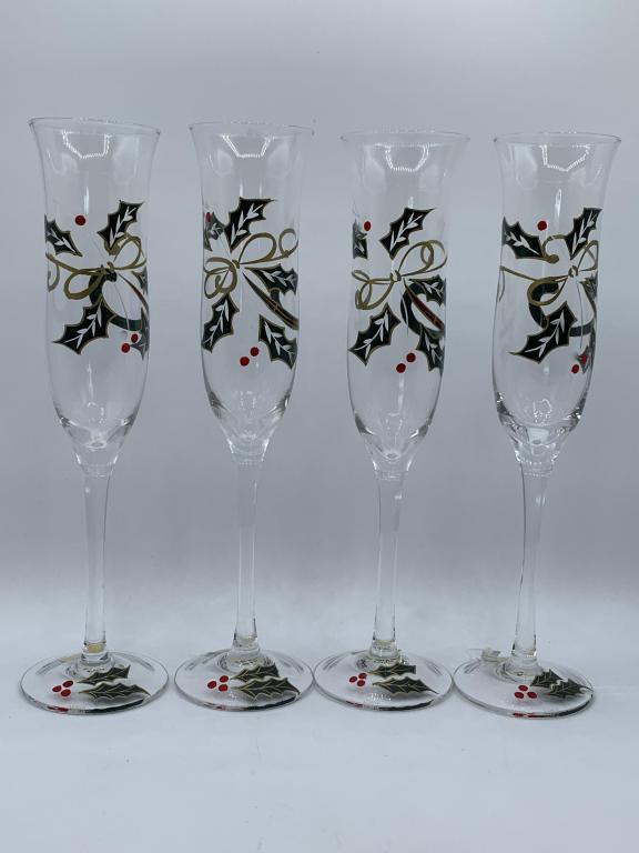 VTG LENOX HOLIDAY SPIRIT CRYSTAL FLUTES SET/4 (1 of 5)