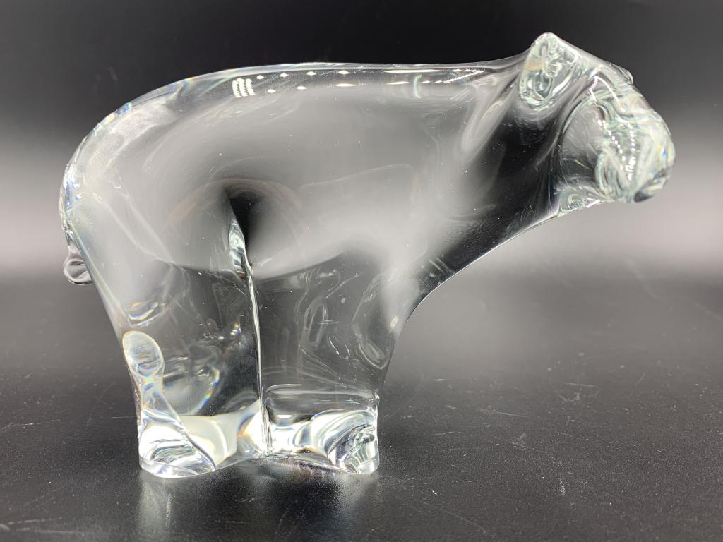 VTG DAUM FRANCE GLASS POLAR BEAR FIGURINE 5.5" (1 of 4)