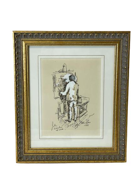 "JOHN ZACCHEO AT WORK" DRAWING BY DAVID LANE 1985 (1 of 6)