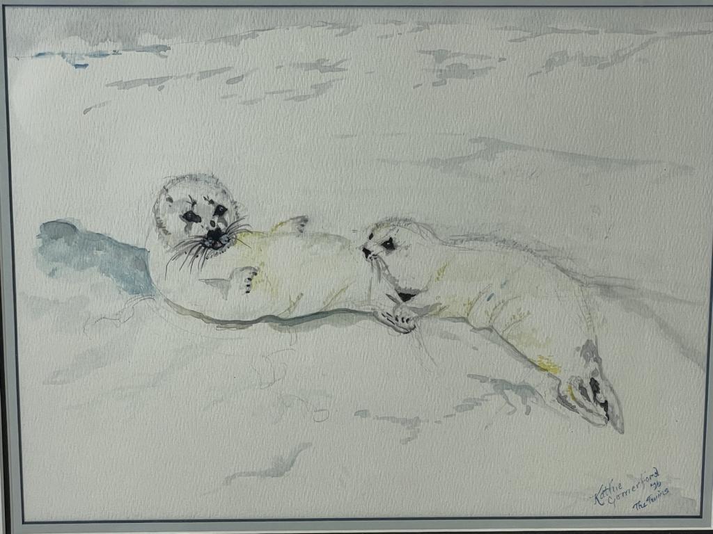 K. GOMERFORD " THE TWINS" WATERCOLOR" PAINTING 17": KATHIE GOMERFORD " THE TWINS" WATERCOLOR" PAINTING 17"-15" X 17" APPROX--VERY GOOD CONDITION-DP6821-ALL PROCEEDS FROM THIS SALE WILL GO DIRECTLY TO GREATER GRACE CHURCH, LAKE WORTH FLORIDA