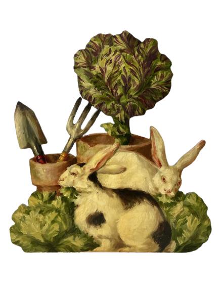 WARSHAW HAND PAINTED GARDEN BUNNY WALL ART 24" (1 of 4)