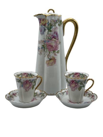 VTG HAVILAND COFFEE/CHOCOLATE POT & TWO CUPS (1 of 5)