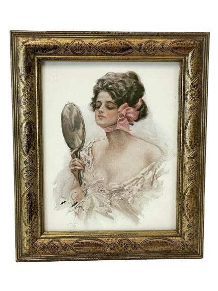 H. FISHER FRENCH DAME WATERCOLOR STYLE PRINT 13" (1 of 5)