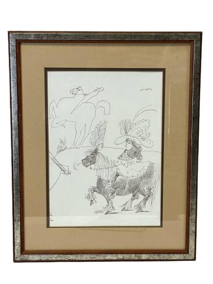 VINTAGE SAUL STEINBERG DRAWING PRINT FRAMED (1 of 4)