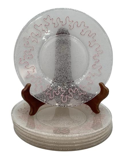 VINTAGE PINK FROSTED DESSERT PLATES SET/6 (1 of 4)