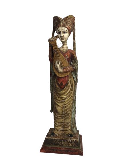 VINTAGE STATUE OF WOMAN PLAYING LUTE 20" (1 of 4)