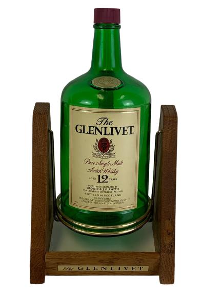 LARGE GLENLIVET WHISKY BOTTLE IN SWING BASE (1 of 3)