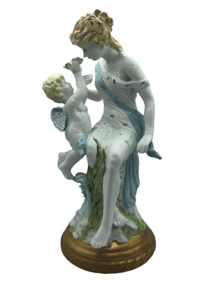 VINTAGE PORCELAIN WOMAN & CHERUB STATUE (1 of 6)