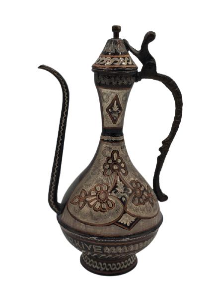 VINTAGE TURKISH CLOISONNE OIL BOTTLE 8.5" HIGH (1 of 4)