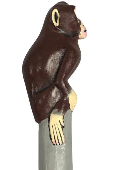 VINTAGE WOOD WALKING STICK WITH MONKEY HANDLE (1 of 5)