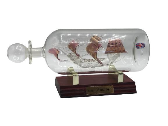 VTG "SANTA MARIA 1492" SHIP IN A BOTTLE W/BASE 9" (1 of 4)