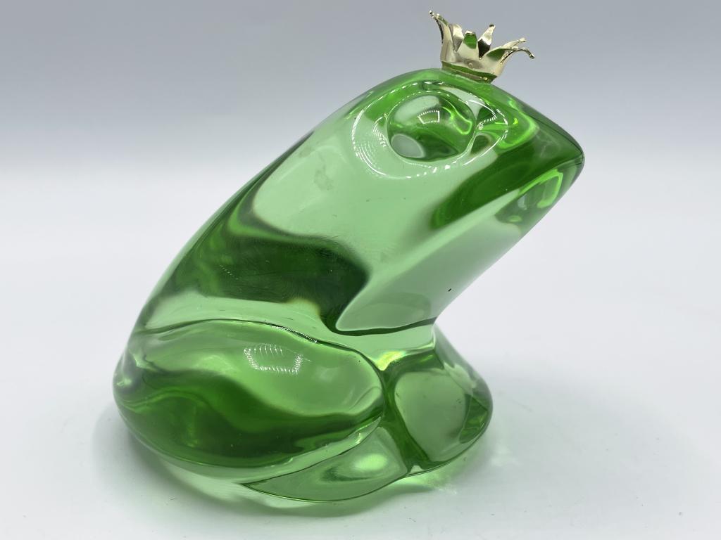 VTG STEUBEN STYLE GLASS TOAD / PRINCE FIGURINE (1 of 4)