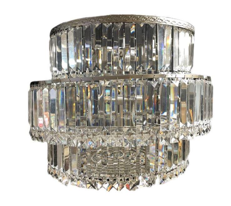 VINTAGE DECO STYLE CRYSTAL GLASS CHANDELIER 18" (1 of 5)
