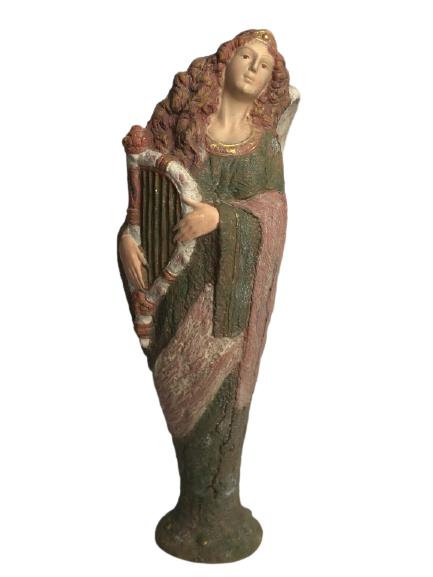 VINTAGE CERAMIC ANGEL FIGURE WITH HARP 18.5" (1 of 6)