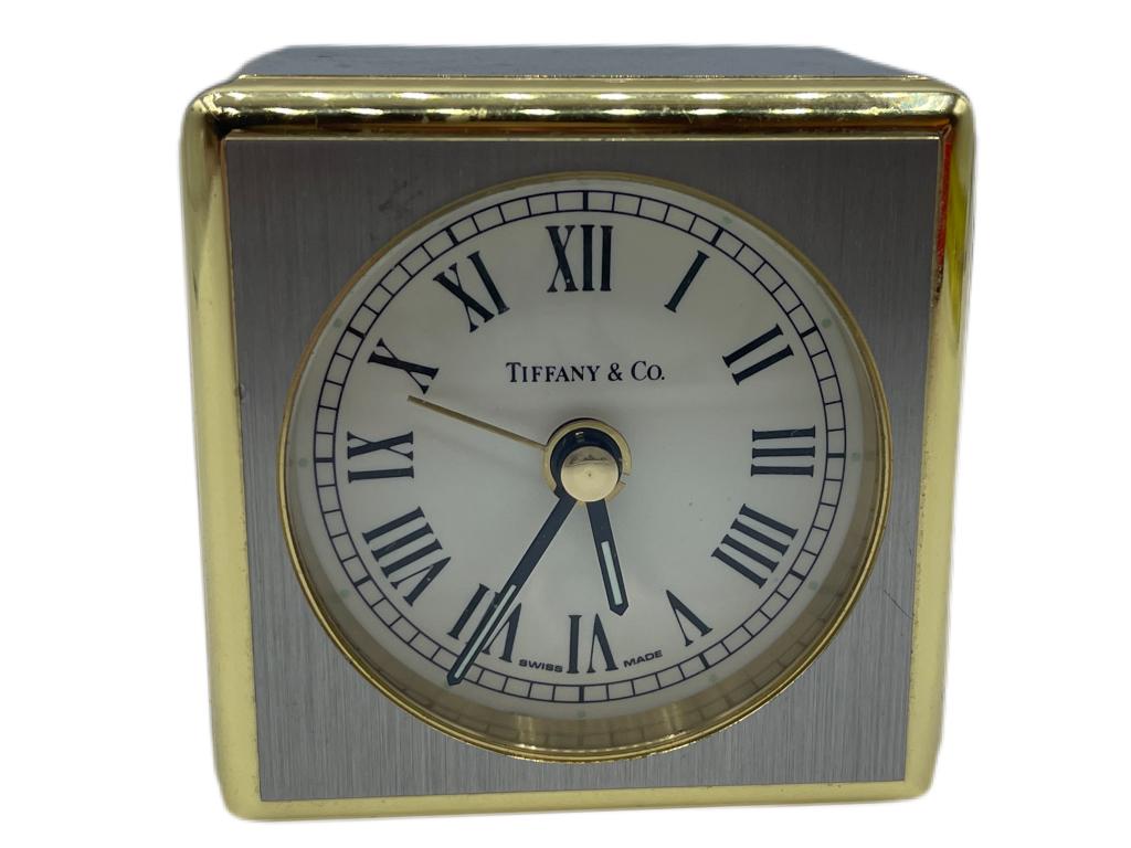 TIFFANY & CO SQUARE BRASS TRAVEL ALARM CLOCK (1 of 5)