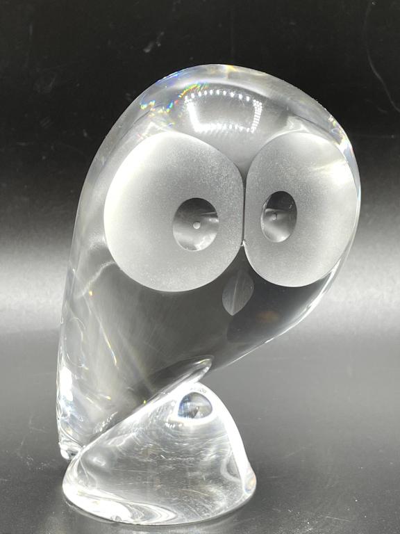 STEUBEN CRYSTAL GLASS OWL FIGURINE SCULPTURE 5" (1 of 4)