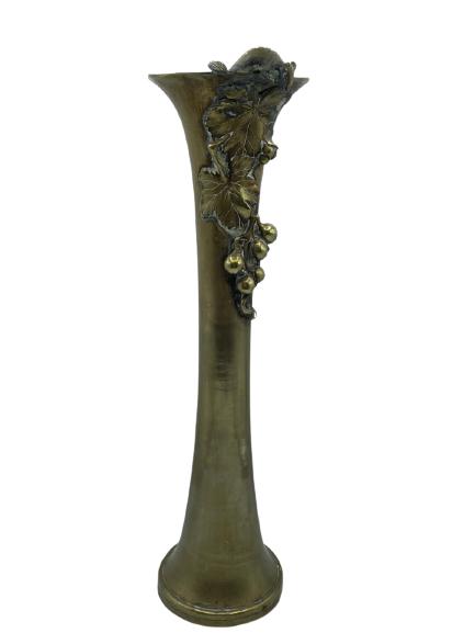 LARGE DECO STYLE BRASS SQUIRREL VASE 15.5" (1 of 7)