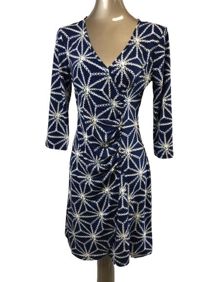 NWT M&T COLLECTION NAVY & CREAM DRESS SZ MED (1 of 5)