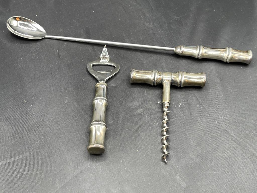 VTG STERLING SILVER HANDLED BAR SET (1 of 6)