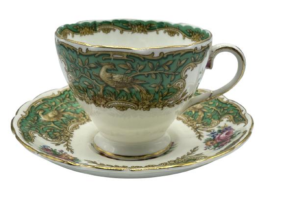 VINTAGE FOLEY BONE CHINA TEACUP AND SAUCER: VINTAGE FOLEY BONE CHINA TEACUP AND SAUCER | COLLECTIBLE ANTIQUE STYLE CUPS AND SAUCERS -3" X 5" TOTAL-VERY GOOD CONDITION, WEAR CONSISTENT WITH AGE, NO CHIPS OR VISIBLE REPAIRS -DP61521
