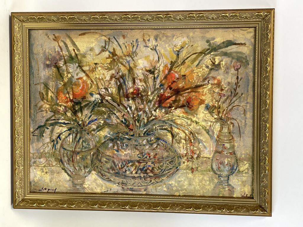 E. HIBEL FLORAL STILL LIFE ARTIST PROOF CANVAS 26" (1 of 5)