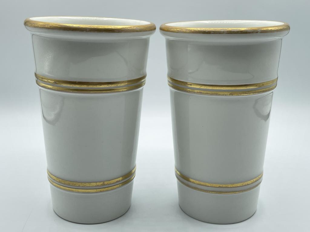 PAIR OF VINTAGE KPM JAPANESE CACHEPOT PLANTERS 6" (1 of 5)