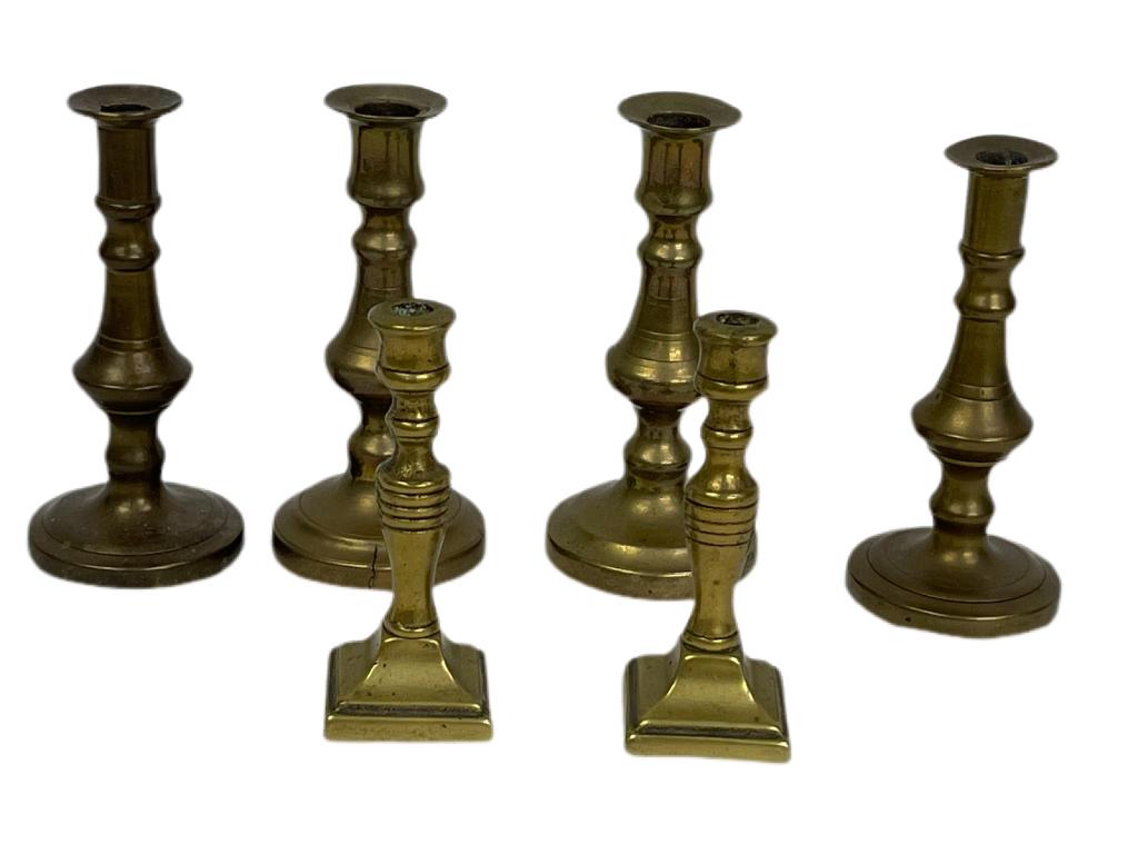 VTG SET OF 5 PAIRS OF BRASS CANDLESTICKS (1 of 5)