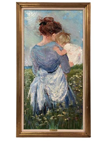 MARY BEICH ORIGINAL OIL PAINTING MOTHER &CHILD 53" (1 of 7)