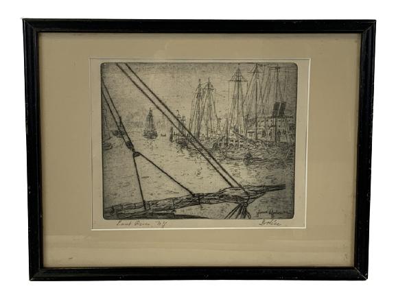LEON DOLICE EAST RIVER NEW YORK SIGNED ETCHING 13" (1 of 7)