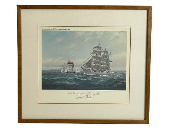 VINTAGE NAUTICAL NAVAL SHIP ART 15" (1 of 2)