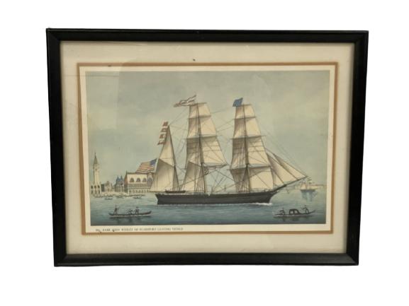 VINTAGE NAUTICAL NAVAL SHIP ART 13" (1 of 2)