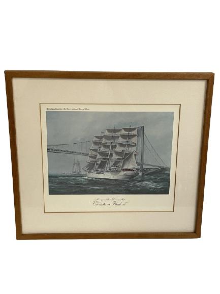 VINTAGE NAUTICAL SAILING SHIP ART 15" (1 of 2)