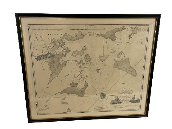 VINTAGE BOWDITCH NAUTICAL MAP OF SALEM 30" (1 of 2)