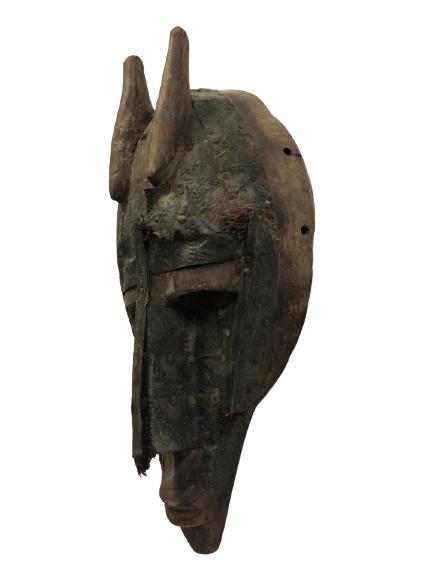 HAND CARVED WOOD AND TIN AFRICAN TRIBAL MASK 13" (1 of 7)