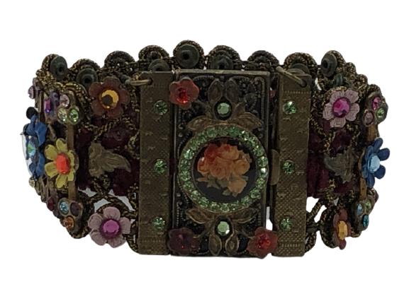 VTG MICHAL NEGRIN FLORAL CUFF BRACELET 2.5" (1 of 4)