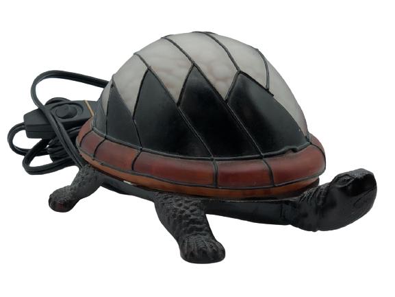 VINTAGE TIFFANY STYLE STAINED GLASS TURTLE LAMP 8" (1 of 3)