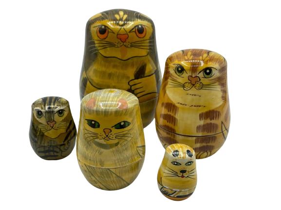 VINTAGE MID CENTURY CAT NESTING DOLLS 4" (1 of 7)