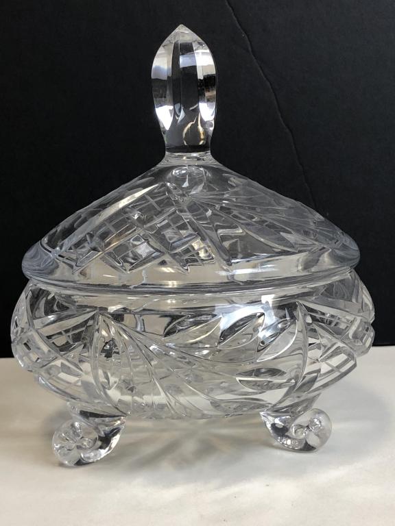 VTG CLEAR CUT CRYSTAL GLASS COMPOTE CANDY DISH (1 of 7)