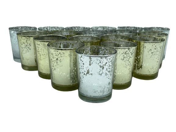 18 MODERN SILVER & GOLD FLECK GLASS CANDLE HOLDERS (1 of 5)