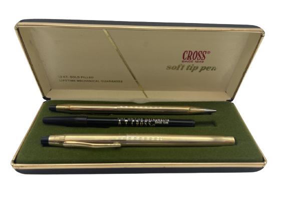 VTG CROSS 12K GOLD FILLED PEN & PENCIL SET IN BOX (1 of 1)