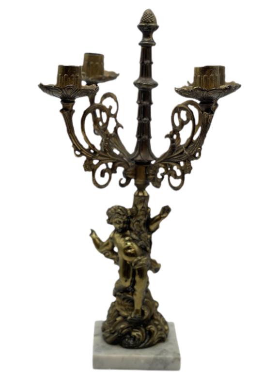 VTG  BRASS CHERUB CANDELABRA 18"H (1 of 6)