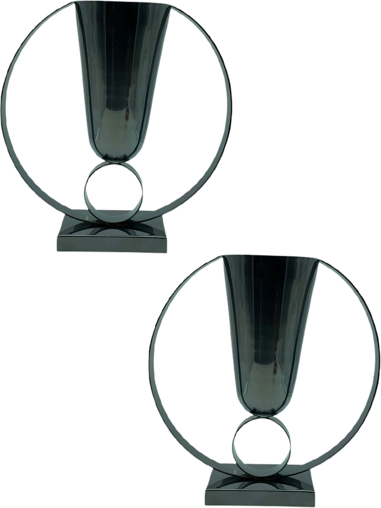 PAIR OF MODERN SCULPTURAL METAL VASES (1 of 5)