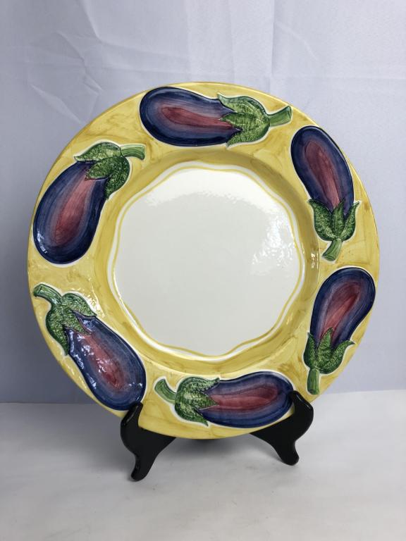 VTG VIETRI ITALY CERAMIC EGGPLANT PLATTER 16.5" (1 of 4)