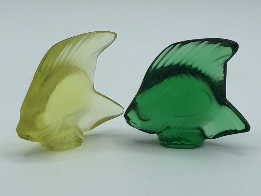 LOT OF 2 VTG LALIQUE CRYSTAL ANGEL FISH 2" (1 of 4)