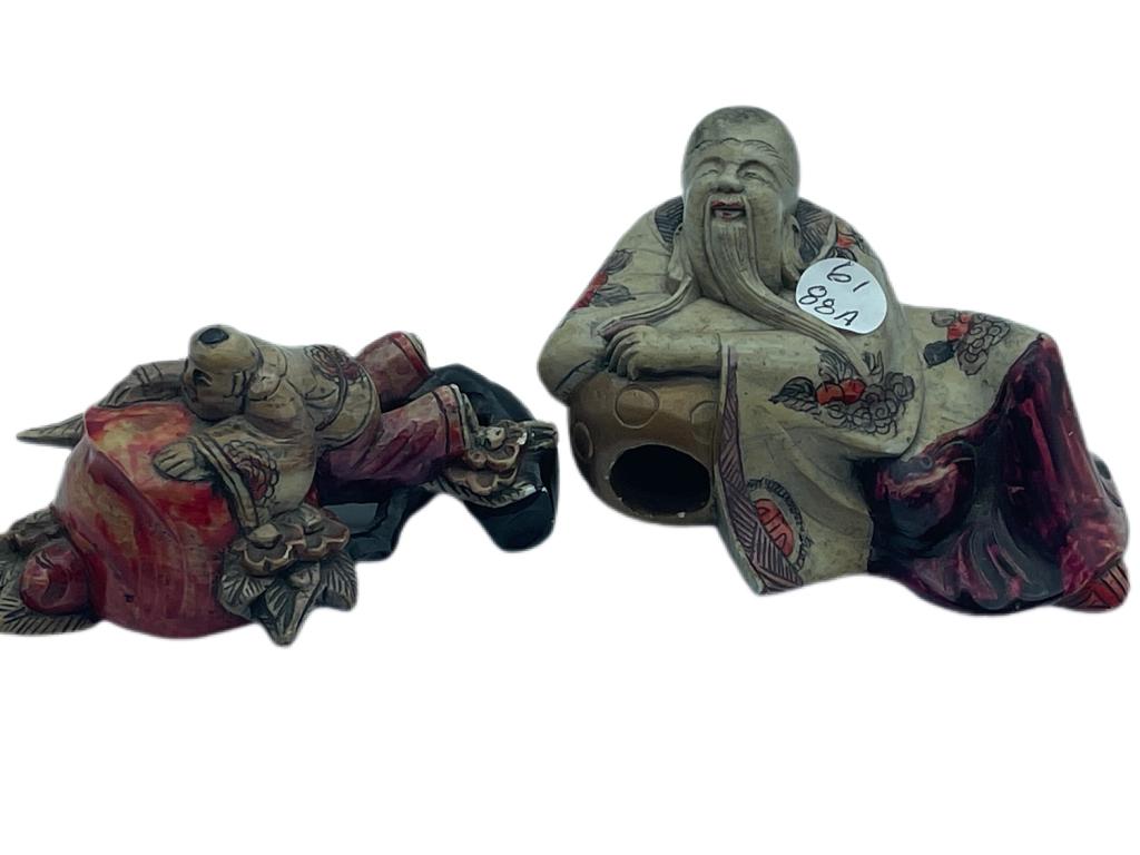 PAIR OF VTG ASIAN SOAPSTONE FIGURINES: PAIR OF VTG ASIAN SOAPSTONE FIGURINES