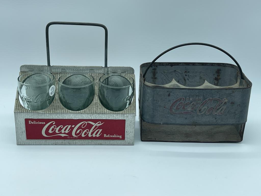 PAIR OF VINTAGE COCA COLA METAL HOLDERS: PAIR OF VINTAGE COCA COLA METAL HOLDERS