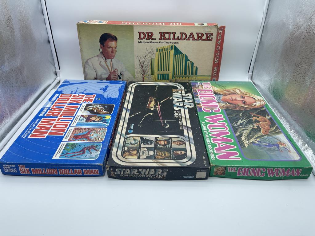 LOT OF 4 VINTAGE GAMES: -DR KILDARE-THE SIX MILLION DOLLAR MAN-THE BIONIC WOMAN-STAR WARS-UNSURE IF ALL PARTS ARE PRESENT