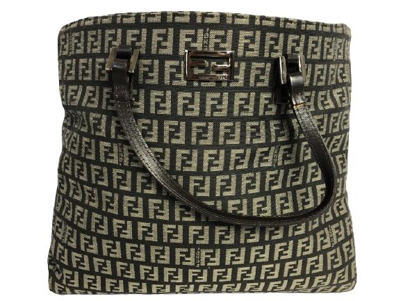 FENDI DARK BROWN CANVAS TOP HANDLE TOTEBAG (1 of 3)